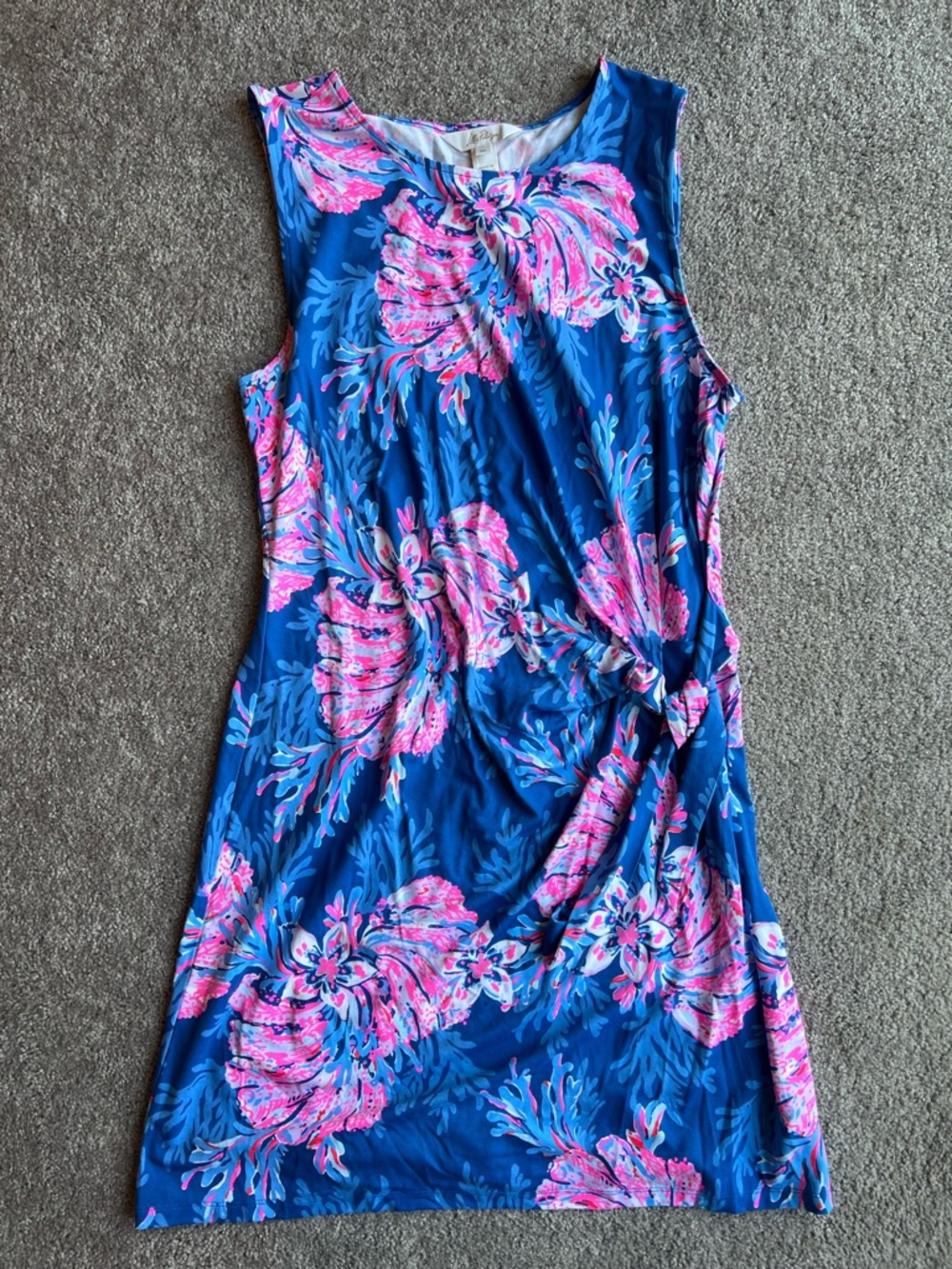 Lilly Pulitzer Blue Sleeveless Floral Tie-Detail Mini Dress